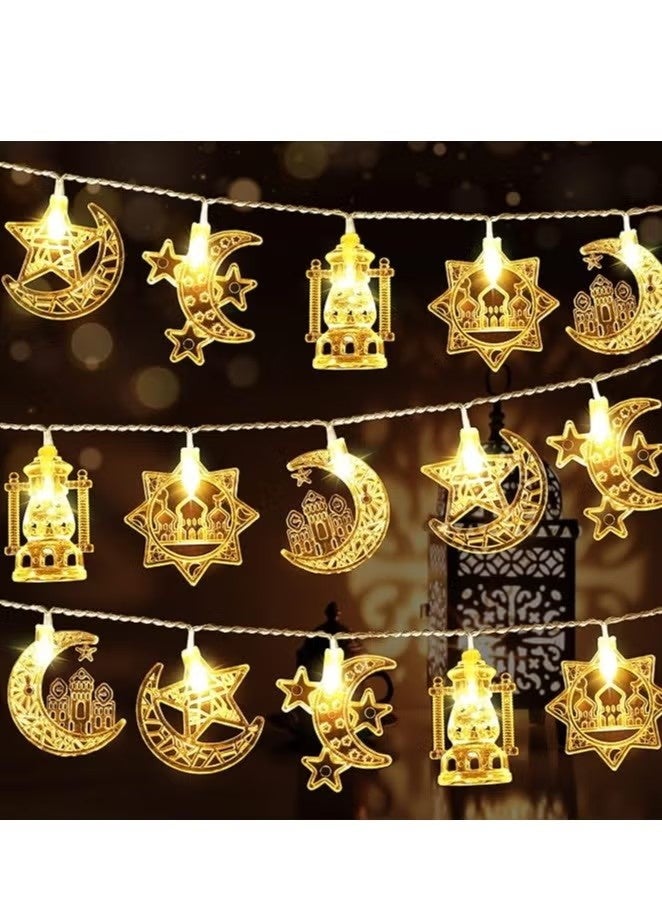 3 meters Moon Star Ramadan String Lights 20 LEDs, USB Operated Eid Mubarak Fairy Lights for Ramadan Decoration Eid Decorative Lights - Image 1